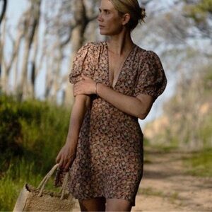 NWT Doen Emilia Mini Dress V Neck 100% Silk Tresoros De La Mer XXL